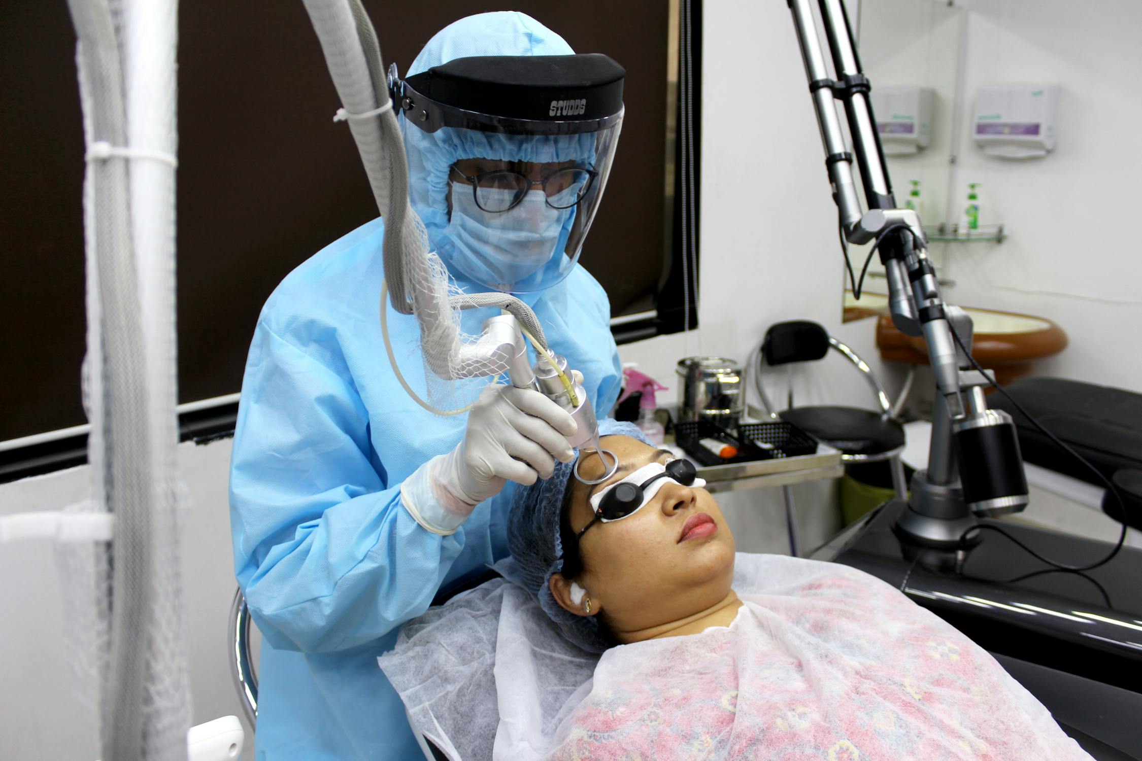 Laser skin treatment in clinic